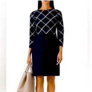 Hobbs London Navy Long Sleeve Dress
